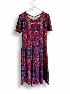LuLaRoe Red and Blue Paisley Midi Dress